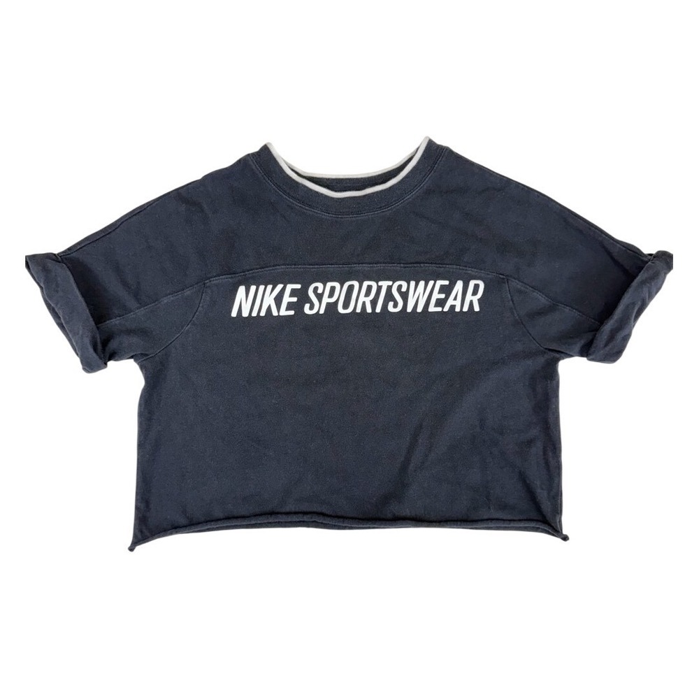 Nike Sportswear Retro Oversized Cropped Tee XS Black White Boxy EUC